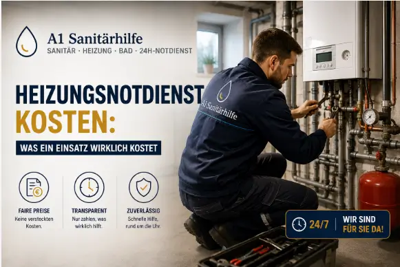 Techniker an Heizungsanlage im Keller